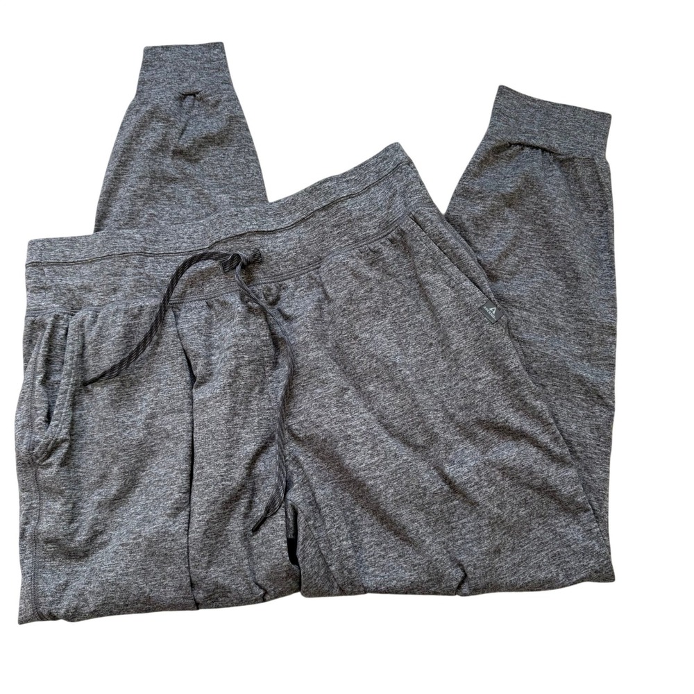 Ascend Womens Heather Charcoal Grey Jogger Pants Size L Drawstring Activewear